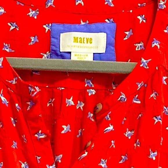Beautiful blouse, bird pattern, women’s M, Maeve by Anthropologie. Like new! - Picture 2 of 4